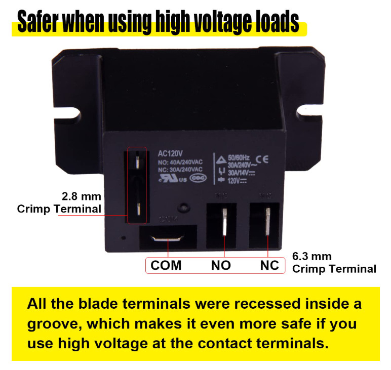 Miniature Power Relay 30A, AC120V Coil, SPDT(1NO 1NC) Mini 120 Volt AC 120V