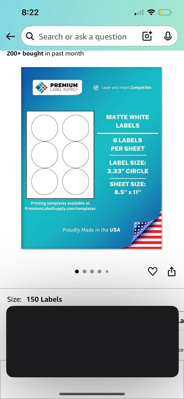 Premium White Matte 3.33 Circle Labels 2 -150 Packs