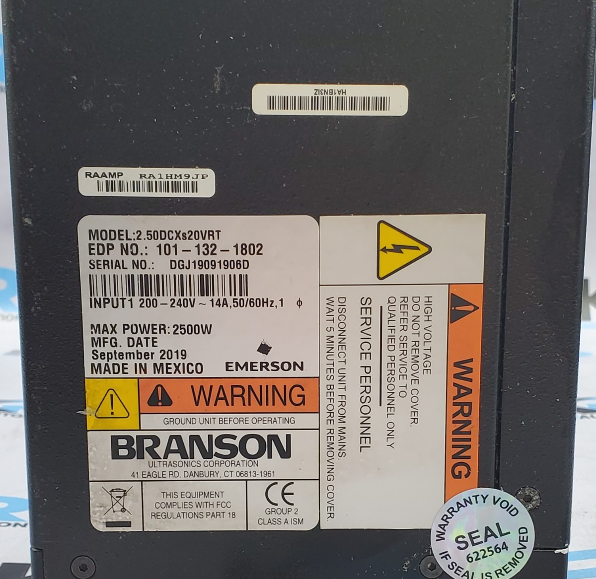 Branson 2.50DCXs20VRT / 101-132-1802 DCX Series Power Supply