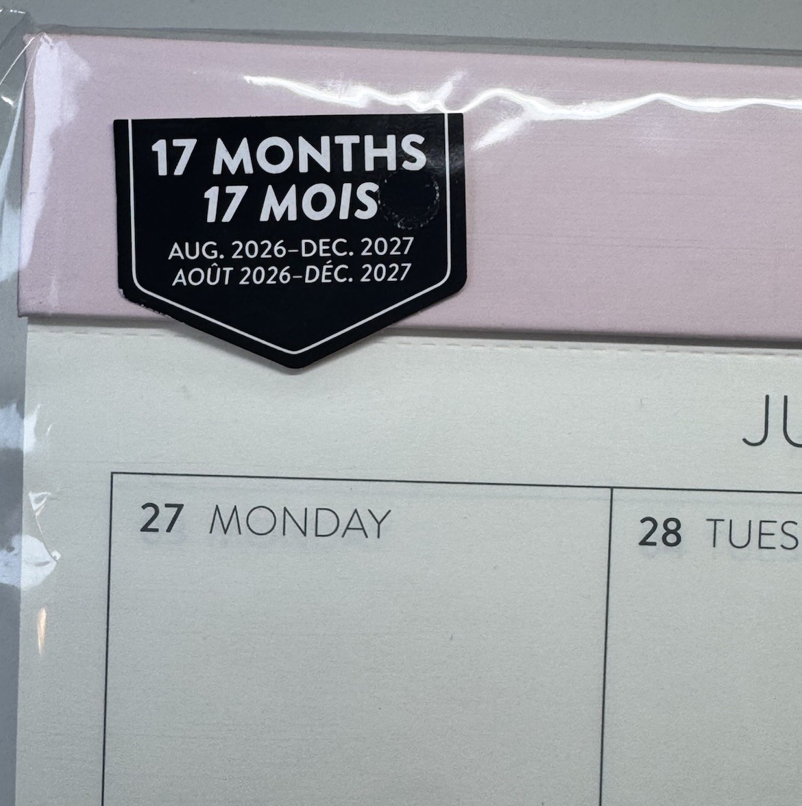 2027 Weekly Desk Calendar Pad 17 Months ORANGE CIRCLE Studio Hard Back PINK GOLD