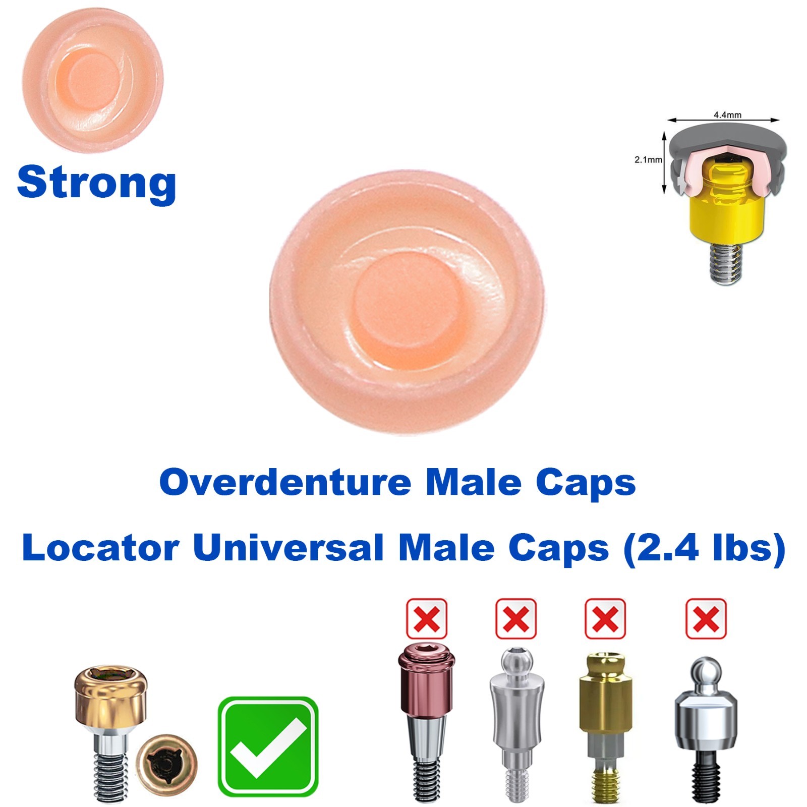 US Dental Overdenture Implant Strong Retention Caps For Locator Abutment Inserts