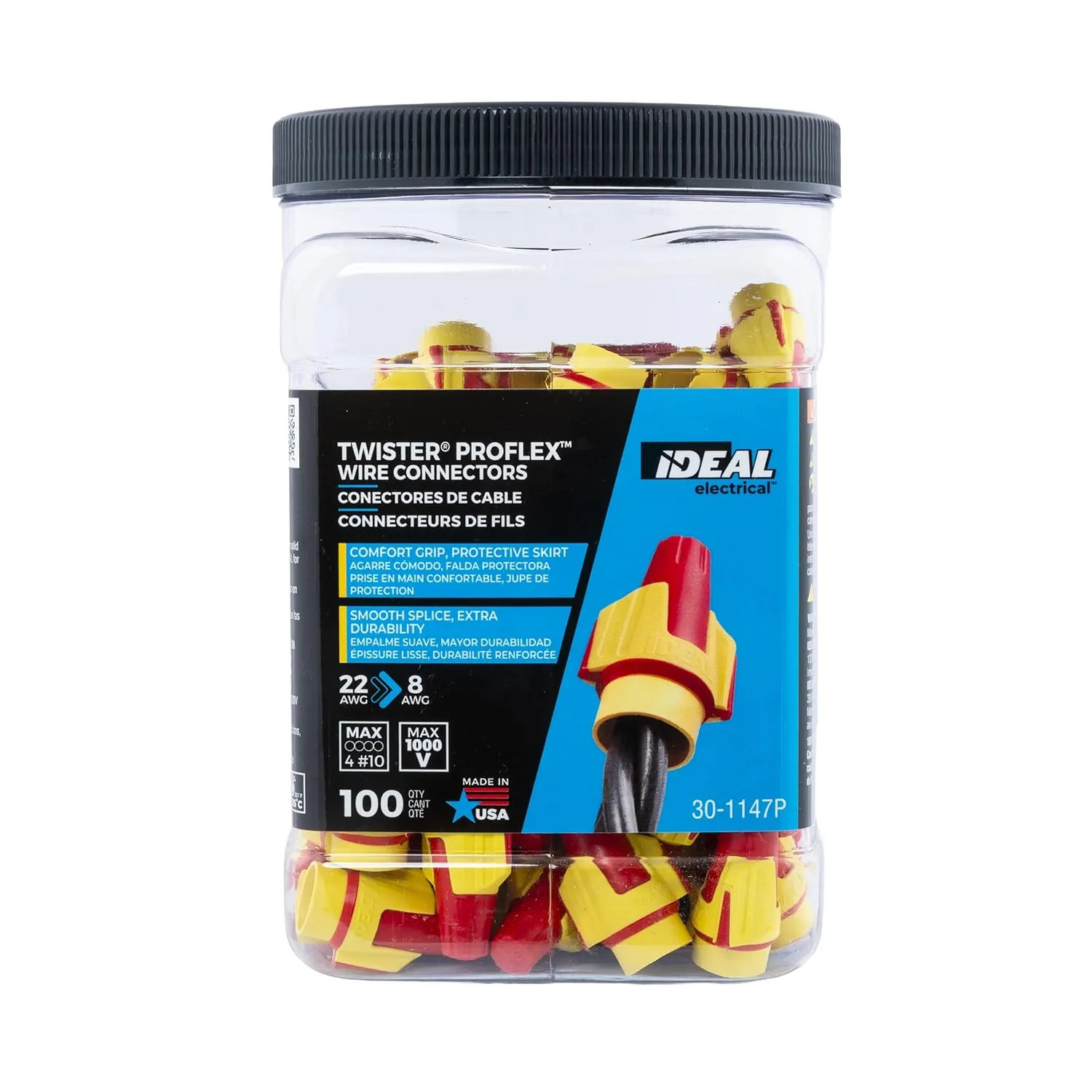 Proflex 30-1147P Red Yellow Wire Connectors 22 to 8 AWG Twist On Nuts 100 Pack