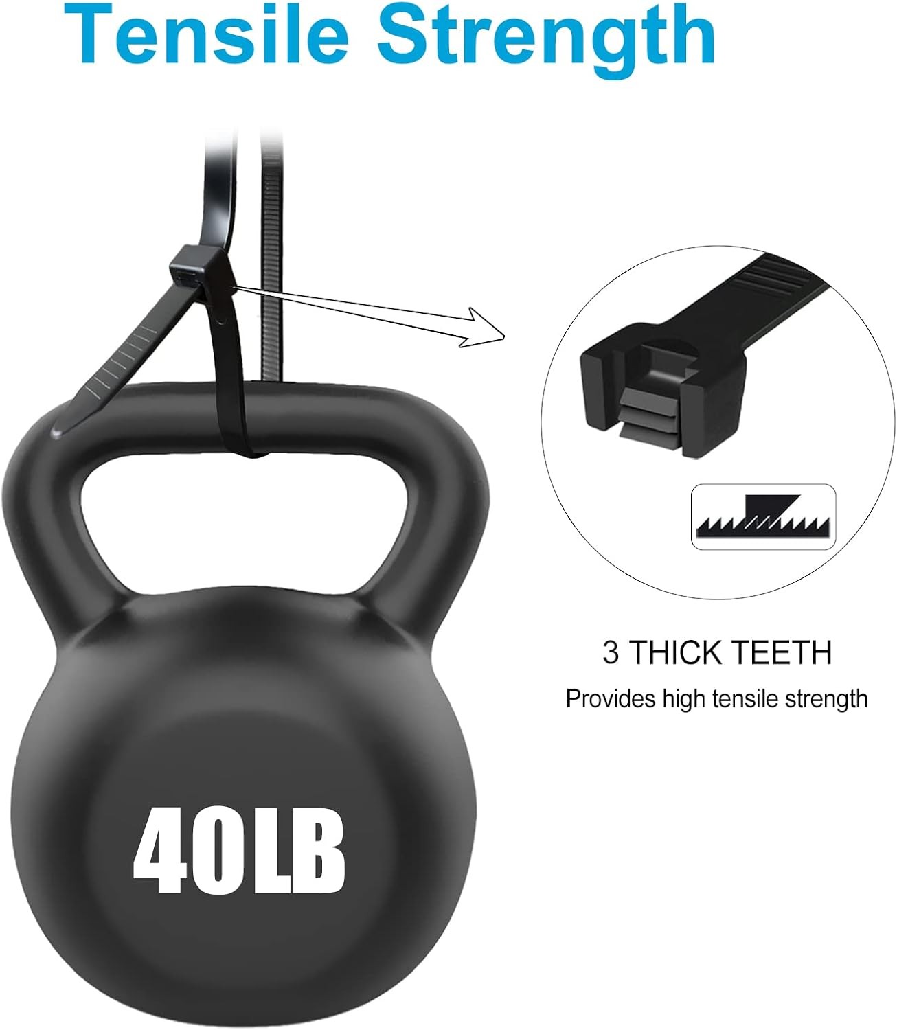 Skalon 1000 Pack 8 Inch Black Zip Ties 40lbs for Indoor Outdoor