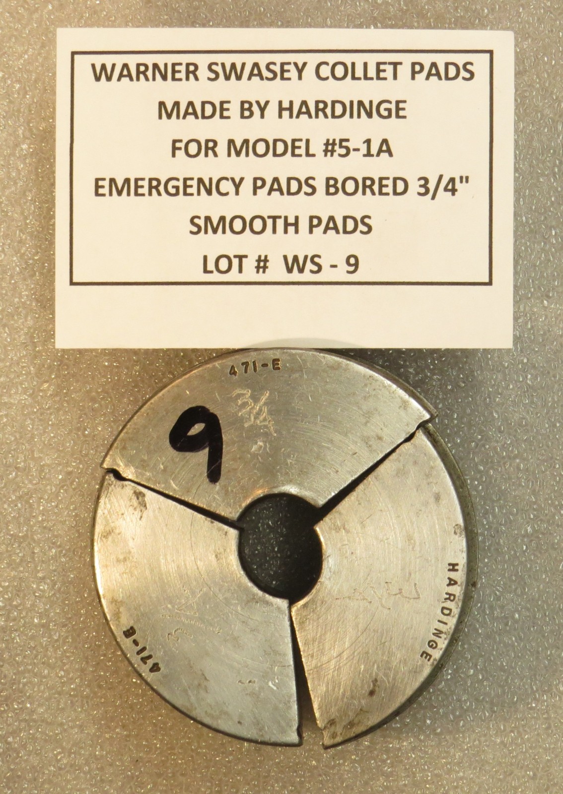 WARNER SWASEY #5 COLLET PADS – ROUND, HEX & SERRATED – SAVE 20% – BUY 4 OR MORE