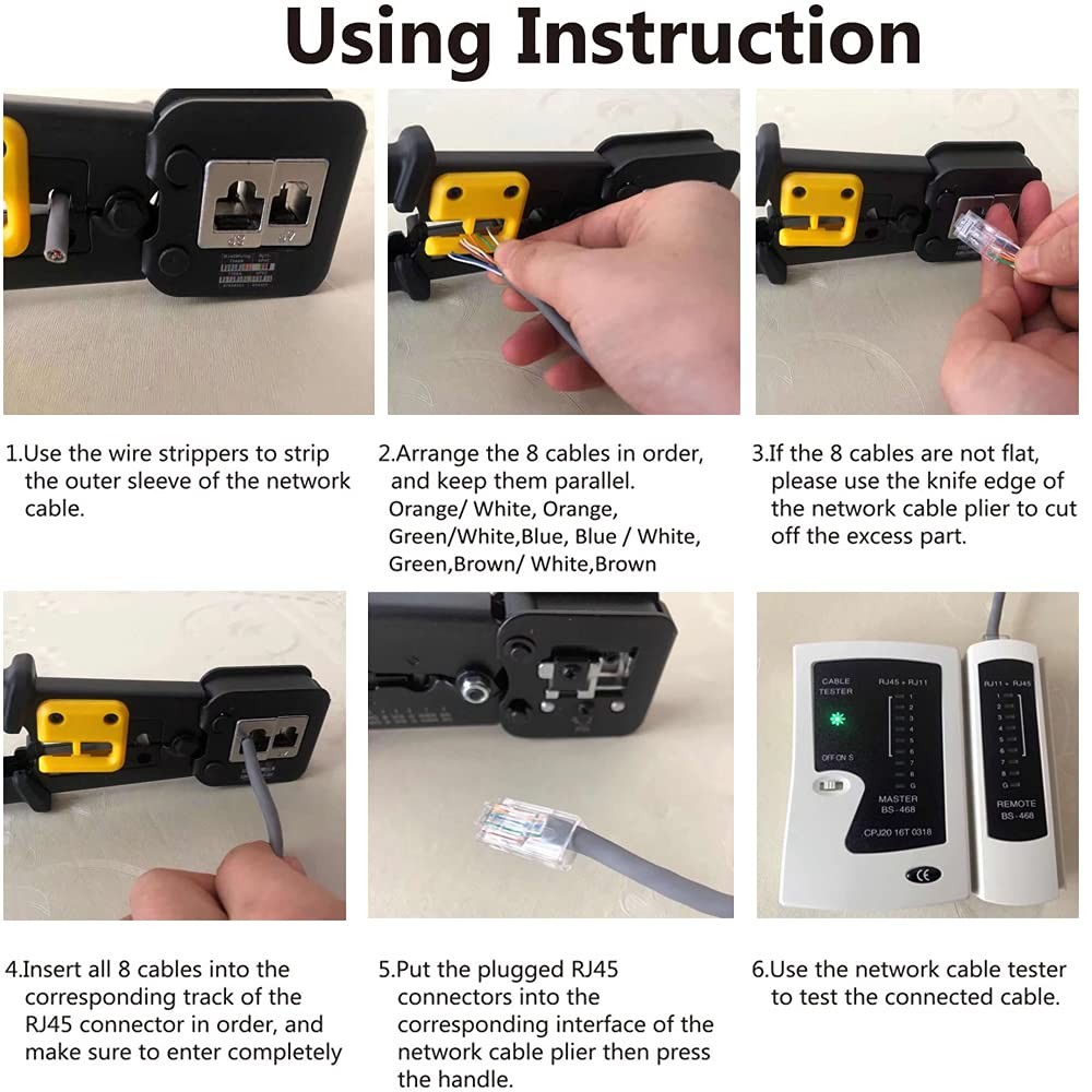 LEATBUY RJ45 Crimping Tool Kit for RJ11/RJ12/CAT5/CAT6/Cat5e, Professional Co…