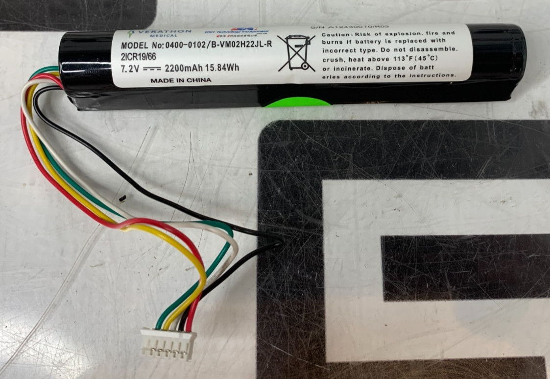 Verathon GlideScope AVL Cobalt 0570-0338 Monitor Battery 0400-0102 R02 7.2V
