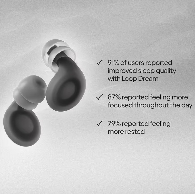Loop Dream – Silicone/Memory Foam Earplugs for Sleep Comfort | Comfortable Balck
