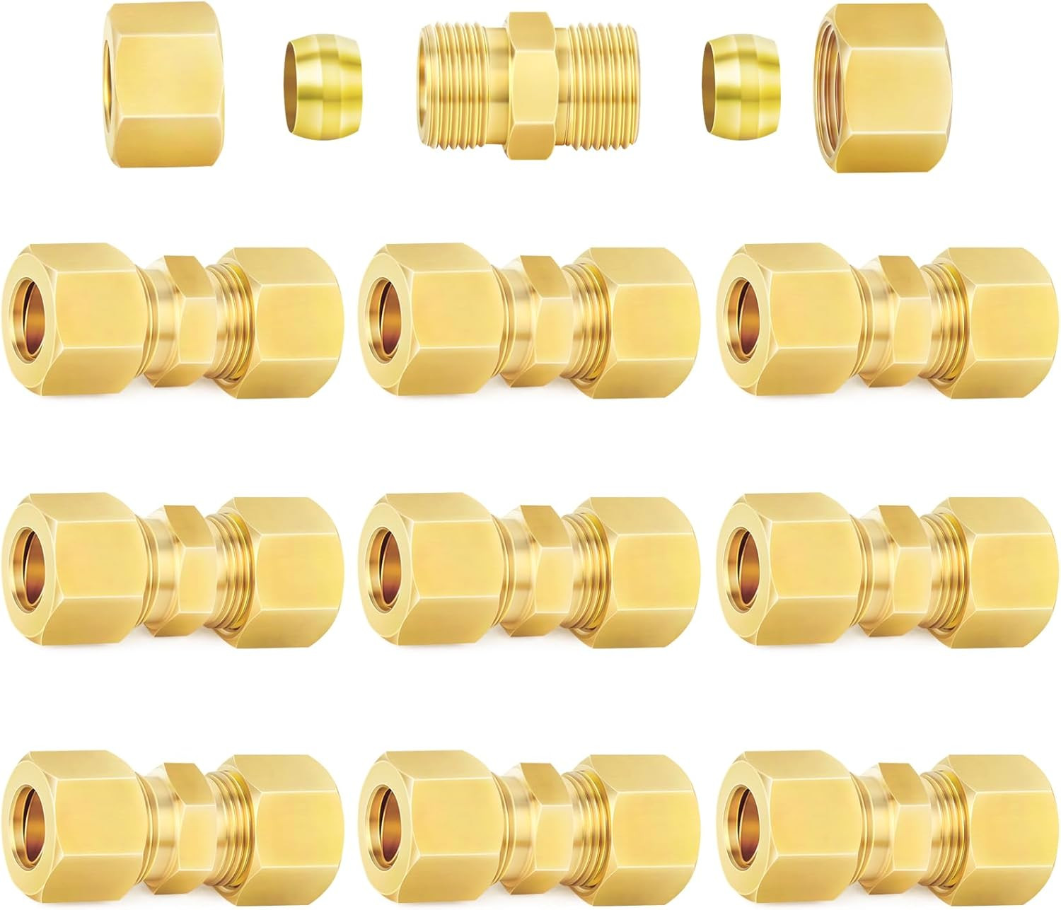 Brass Compression Tube Fitting, 5/16″ OD X 5/16″ OD Compression Union Connector(