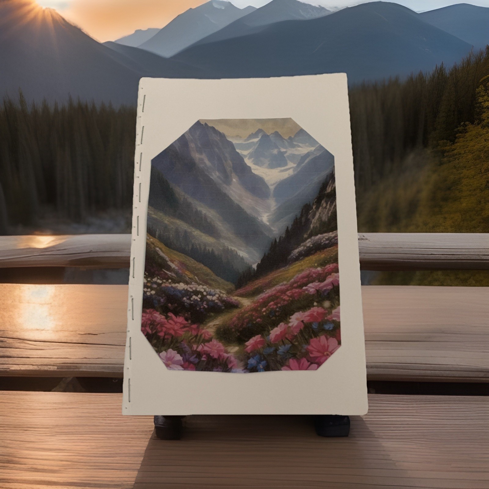 Alpine Meadow Handmade Notebook – Nature-Inspired Blank Lined Journals 2 Sets