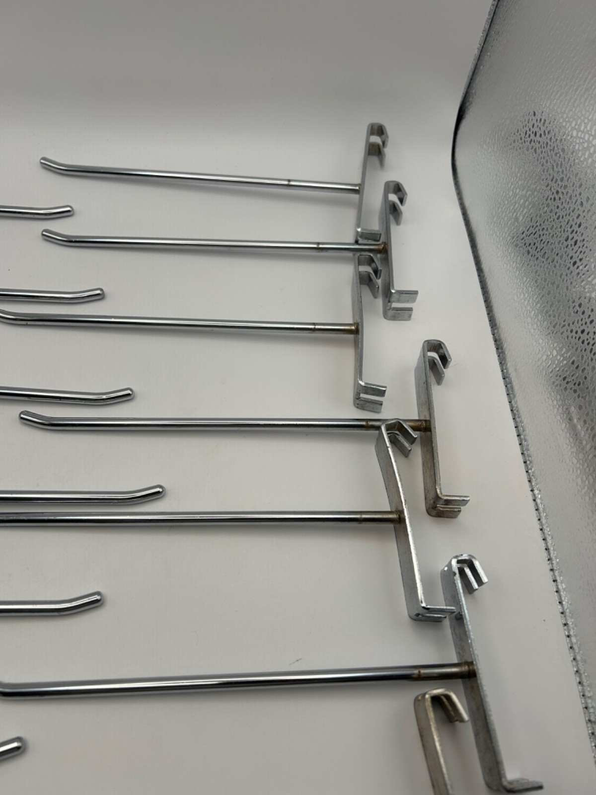 14 Chrome Retail Display Hooks Grid Wall Wire Panel Store Fixture Hook Hangers