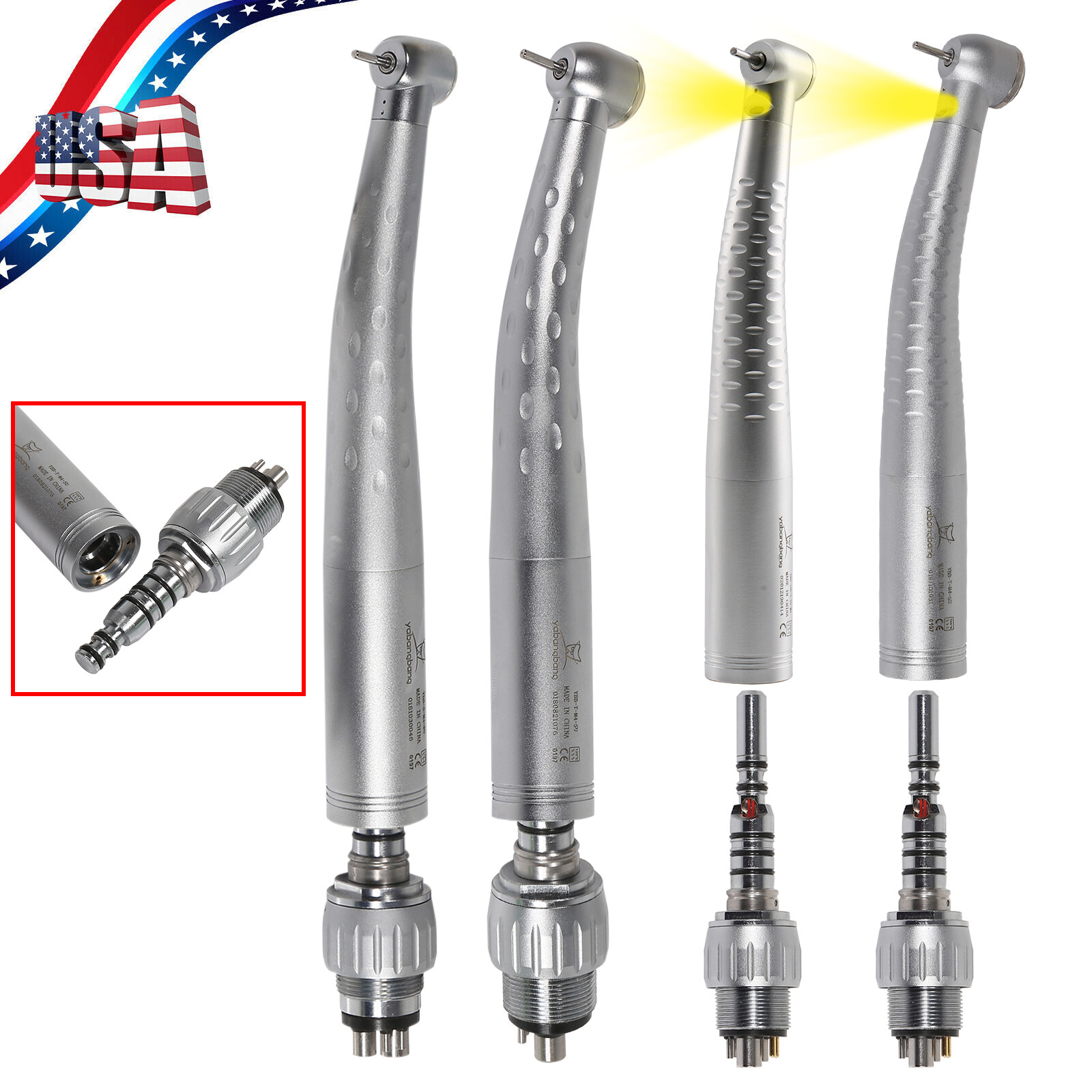 Dental High speed 4hole quick Coupler / LED Fiber Optic 6 pin Coupler Handpiece