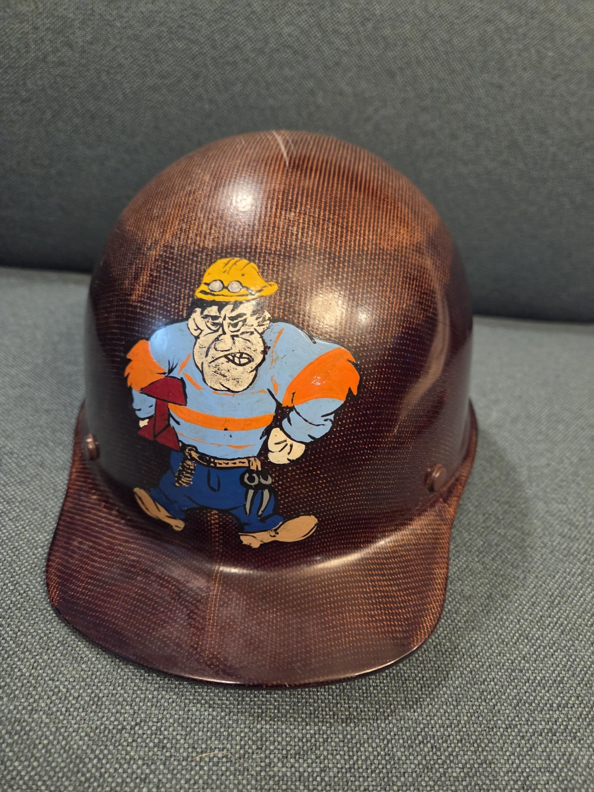 Vintage 1976 MSA Skullgard Fiberglass Brown Hard Hat USA Iron Steel Workers