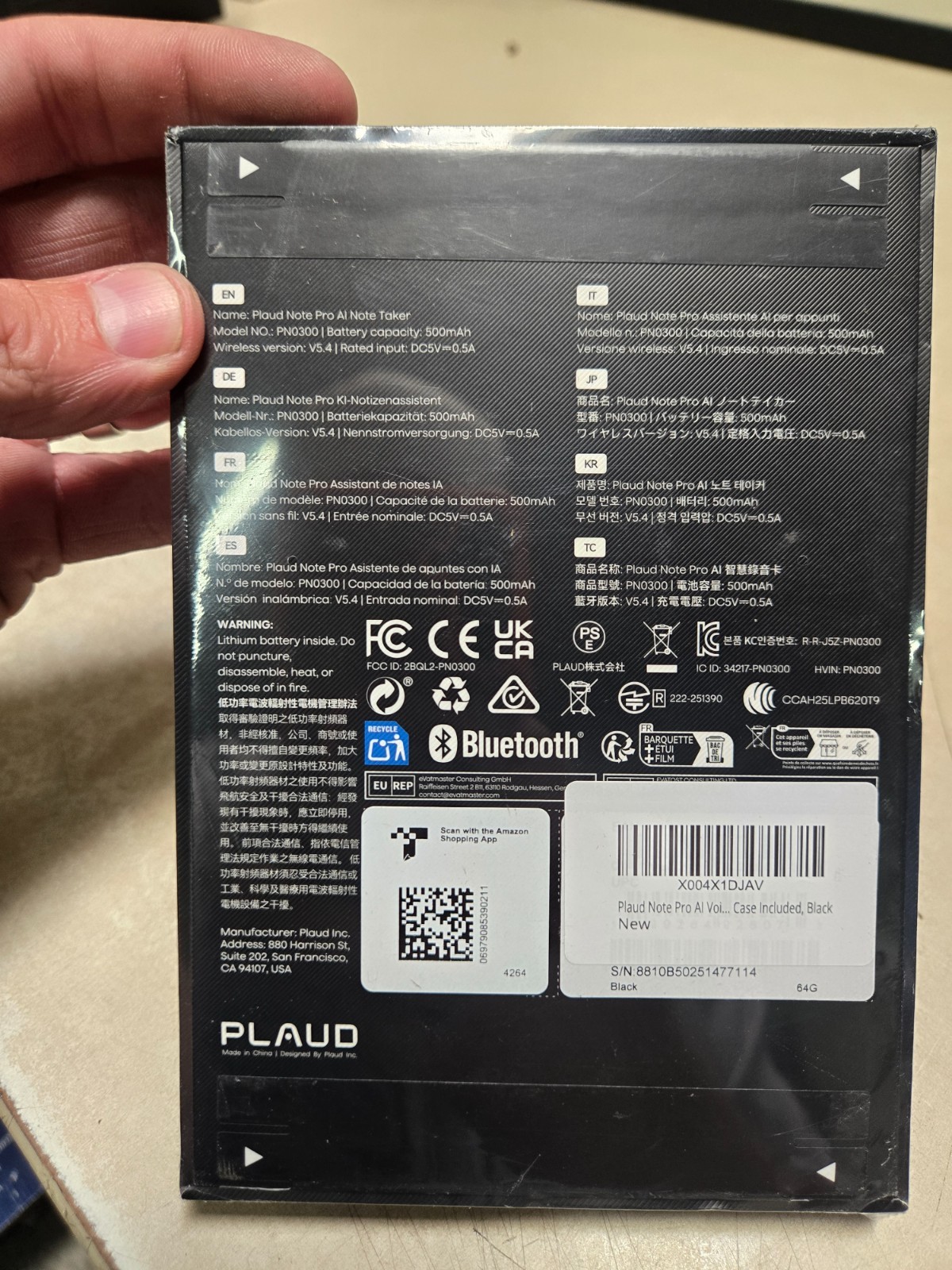 Plaud Note Pro Empowered AI Voice Recorder Magnetic Case in Black PN0300 Sealed
