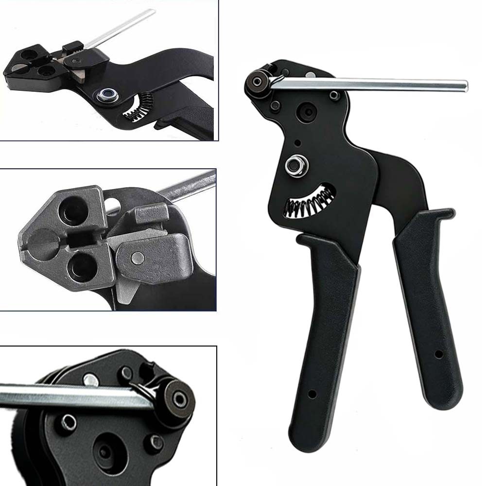 Cable Tie Tool Gun Kit Stainless Steel with 200 pcs Metal Zip Ties #E