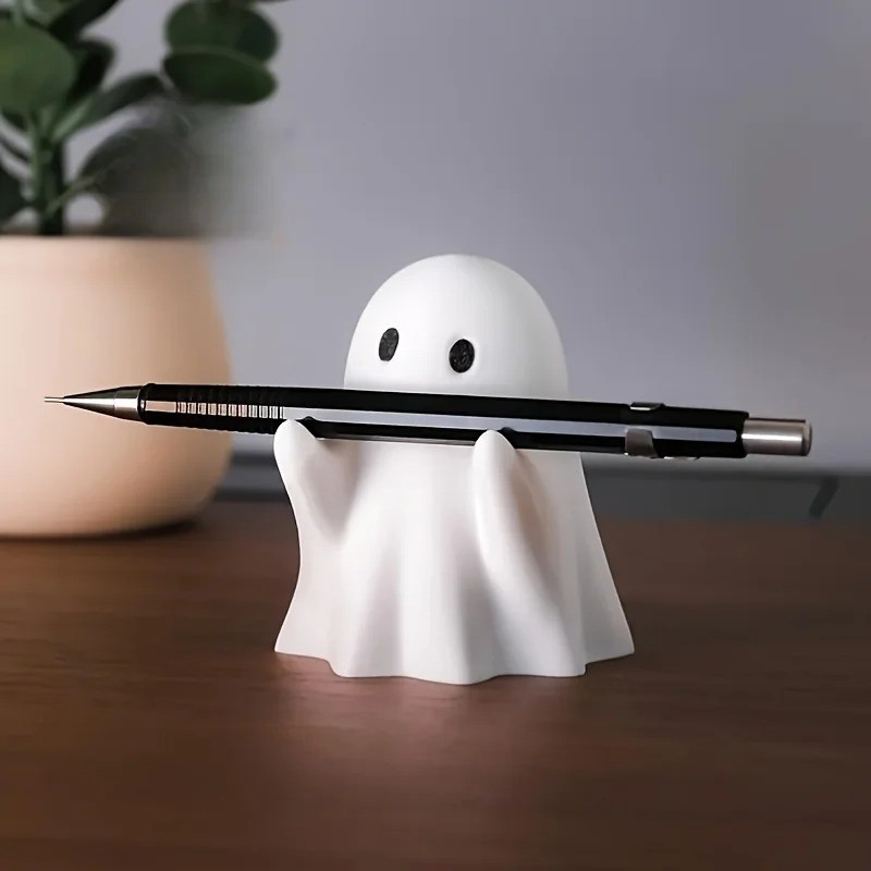 Cute Ghost Pen Holder Funny Desktop Pencil Organizer Office Decor