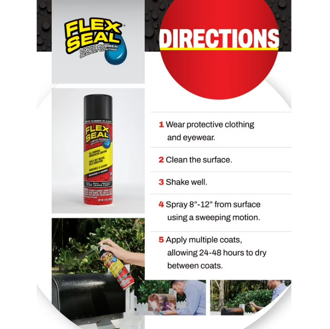 3 Pack Flex Seal Aerosol Liquid Rubber Sealant Coating, White, 14 oz