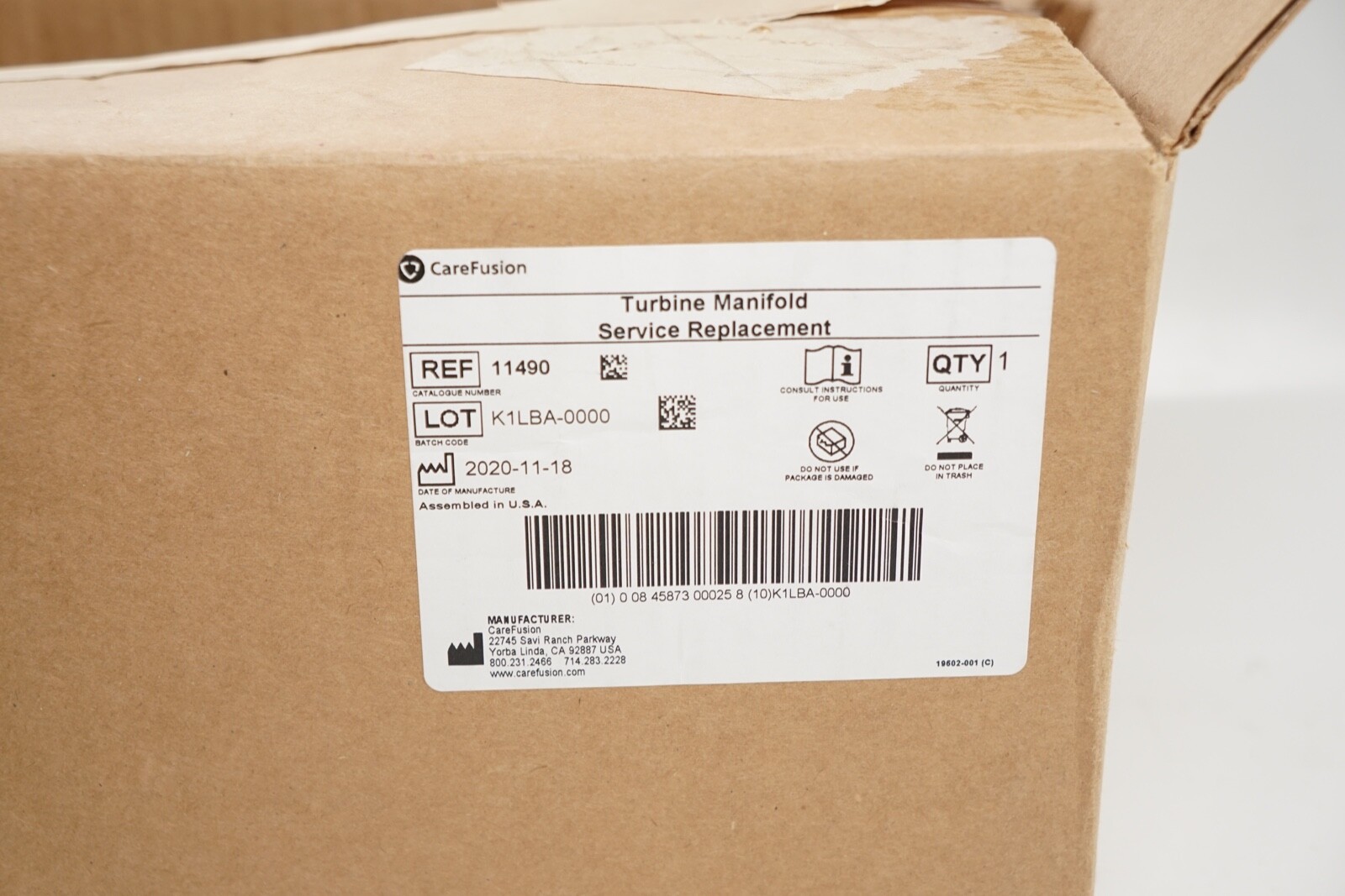 New Carefusion 11490 TURBINE MANIFOLD ASSEMBLY CAREFUSION LTV 1200/1150 ShpsFREE
