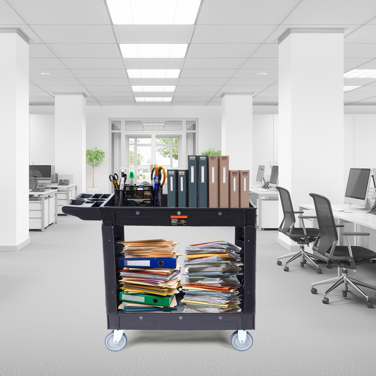 Uimoso Utility Service Cart Rolling Cart 2 Shelf 550LBS with 360° Swivel Wheels