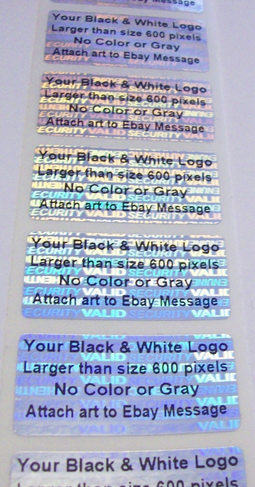 SV175c 1000 CUSTOMIZED SVAG .75″ x 1.5″ Hologram Security Stickers