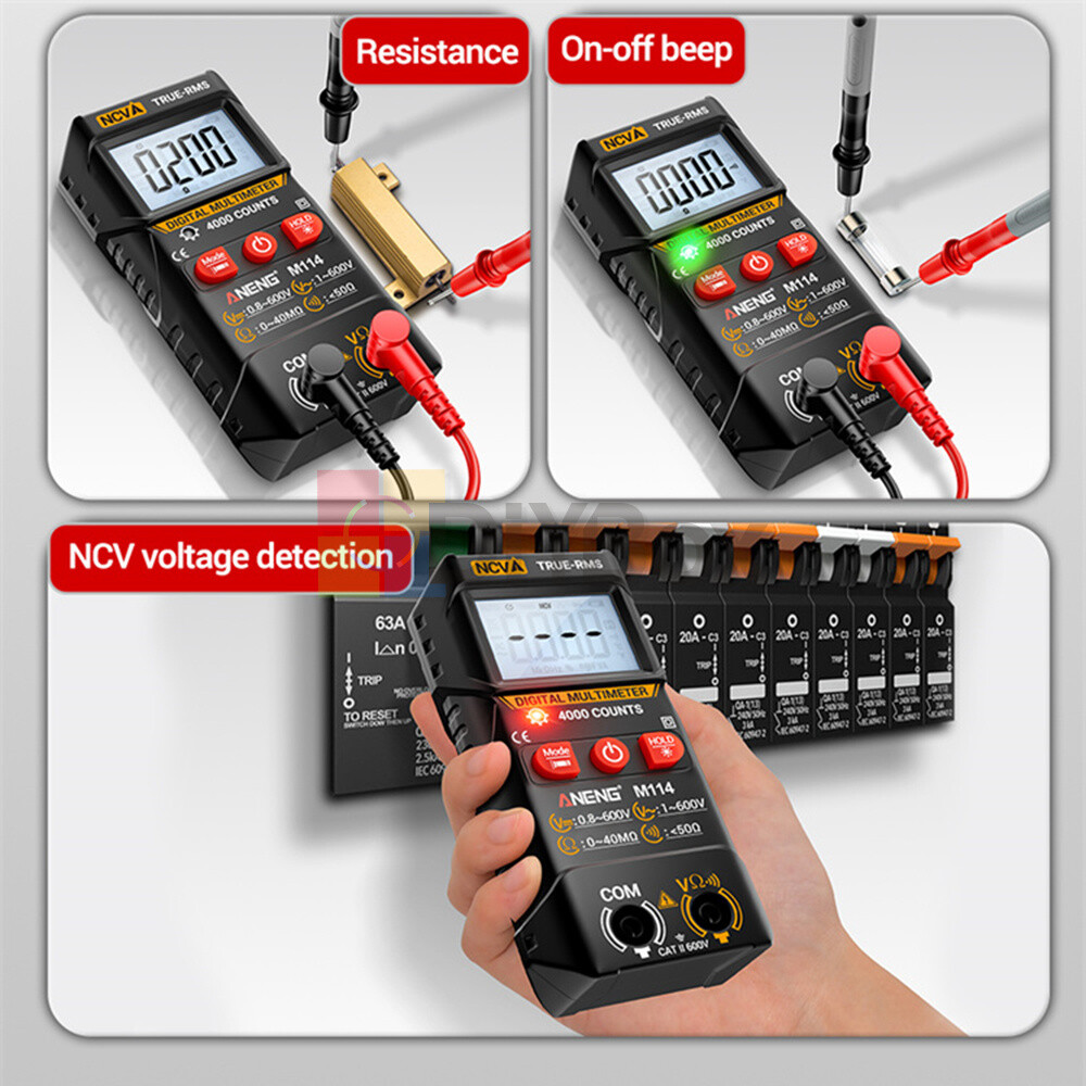 ANENG M114 M115 Automatic Voltmeter AC/DC Ohm NCV Digital Multimeter 4000 Counts