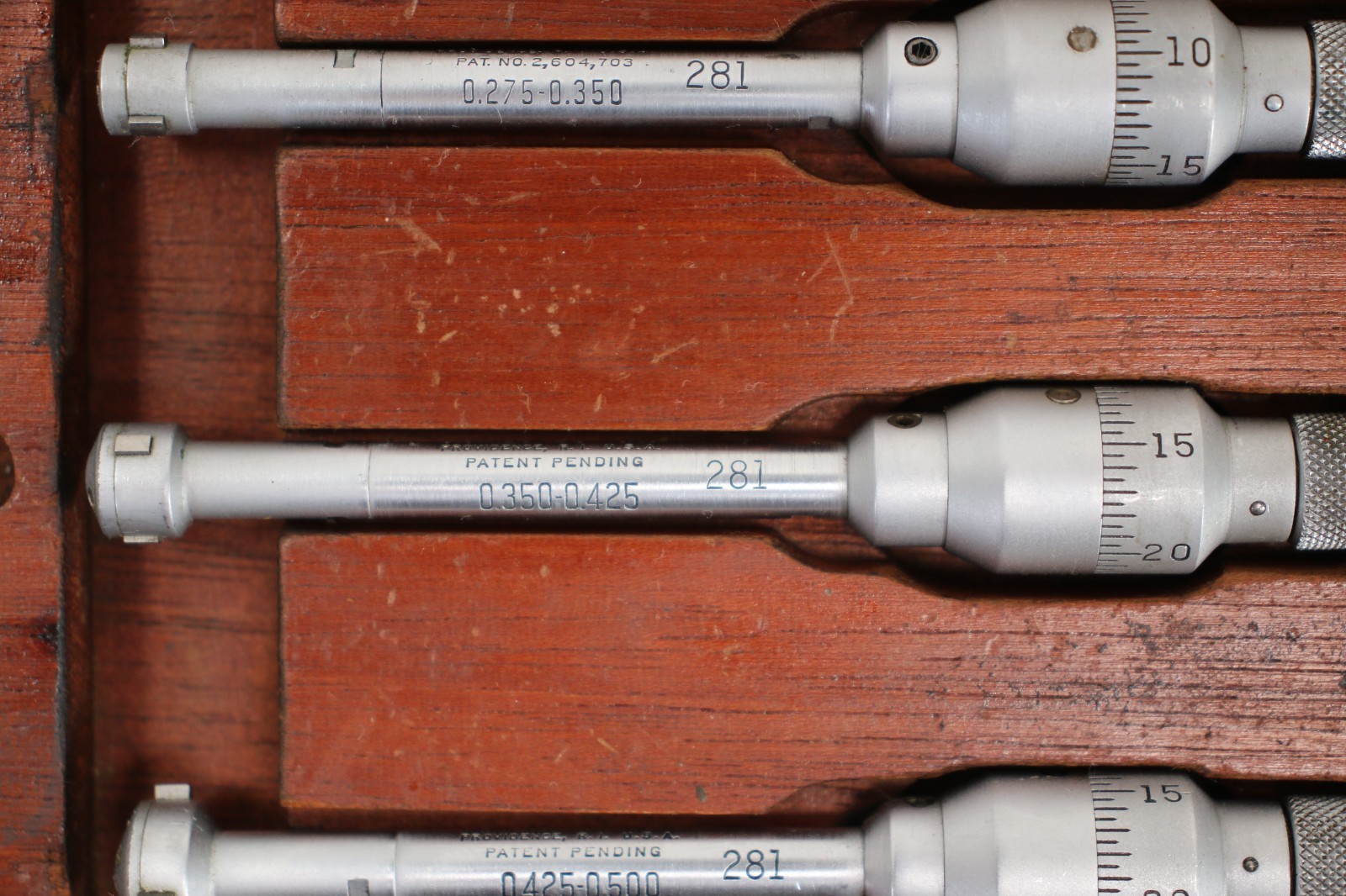 Brown & Sharpe 281 Intrimik 3 piece set range 0.275-0.500