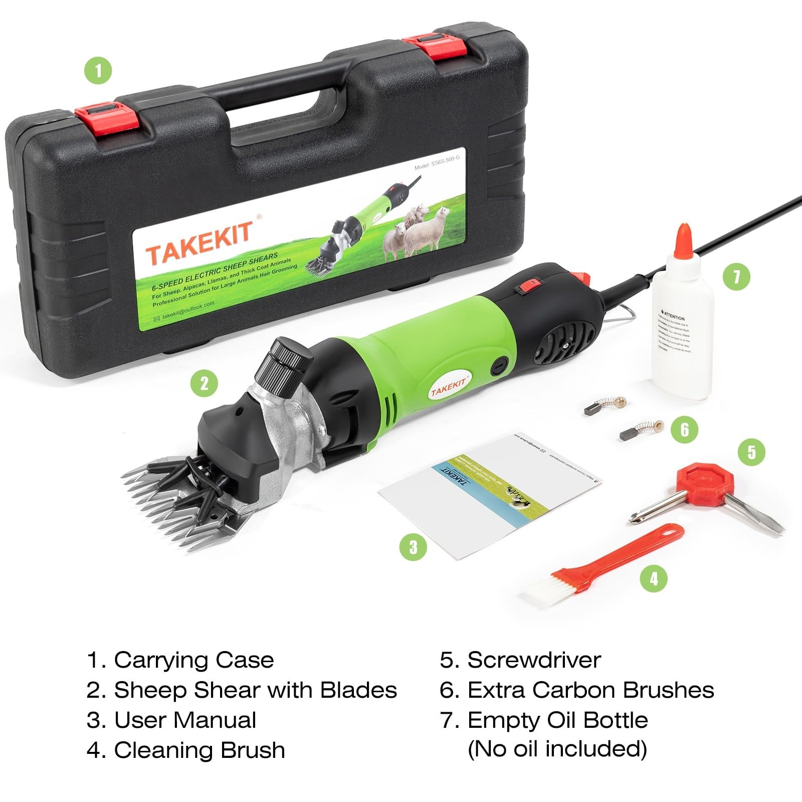 TAKEKIT Sheep Shears, 500W Professional Heavy Duty Sheep Clippers for Groomin…