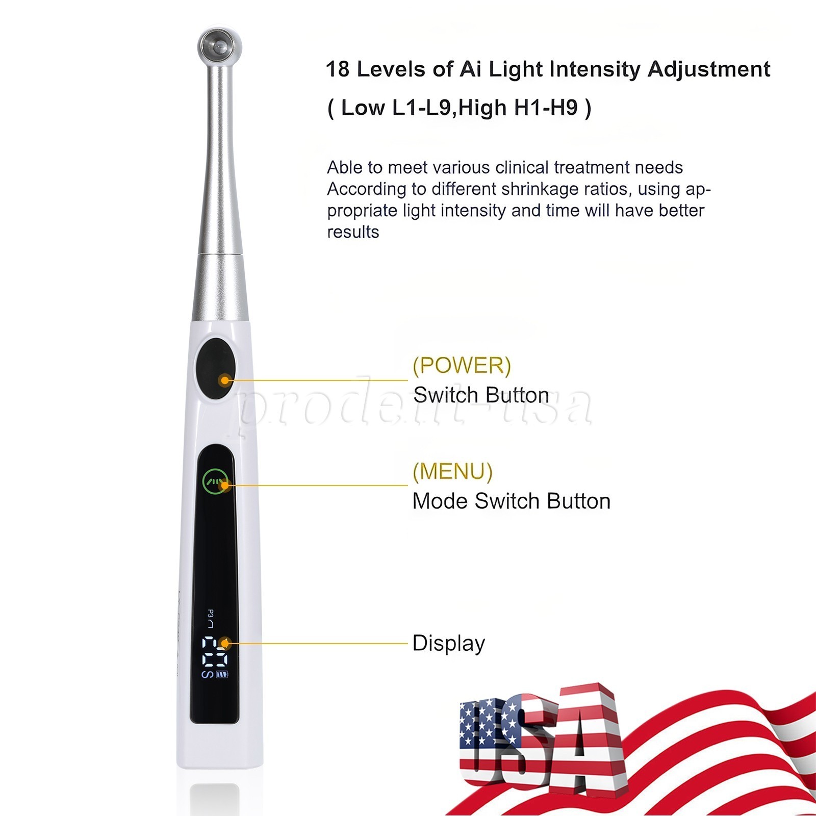 Dental Cordless LED Light Cure Lamp Metal Head 1S LED Curing Light Photopolymer