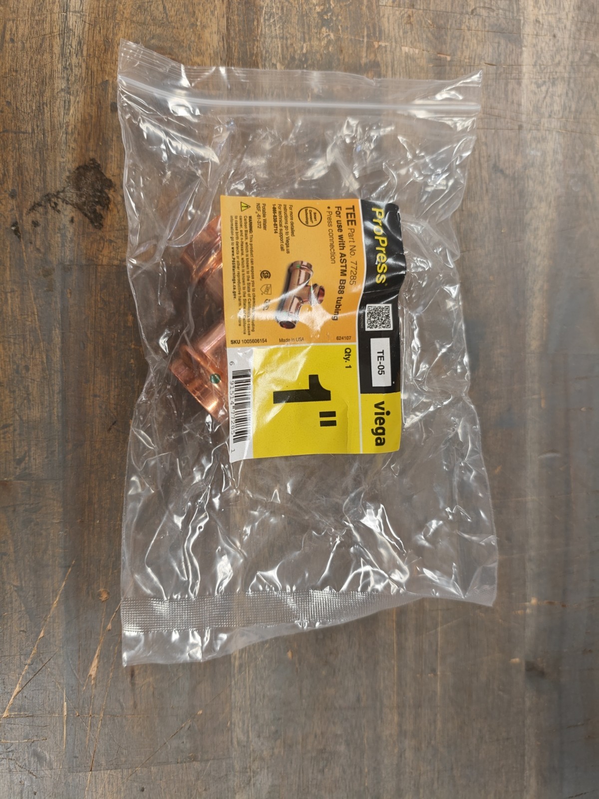 Viega ProPress 1 in. Press Copper Tee 77285