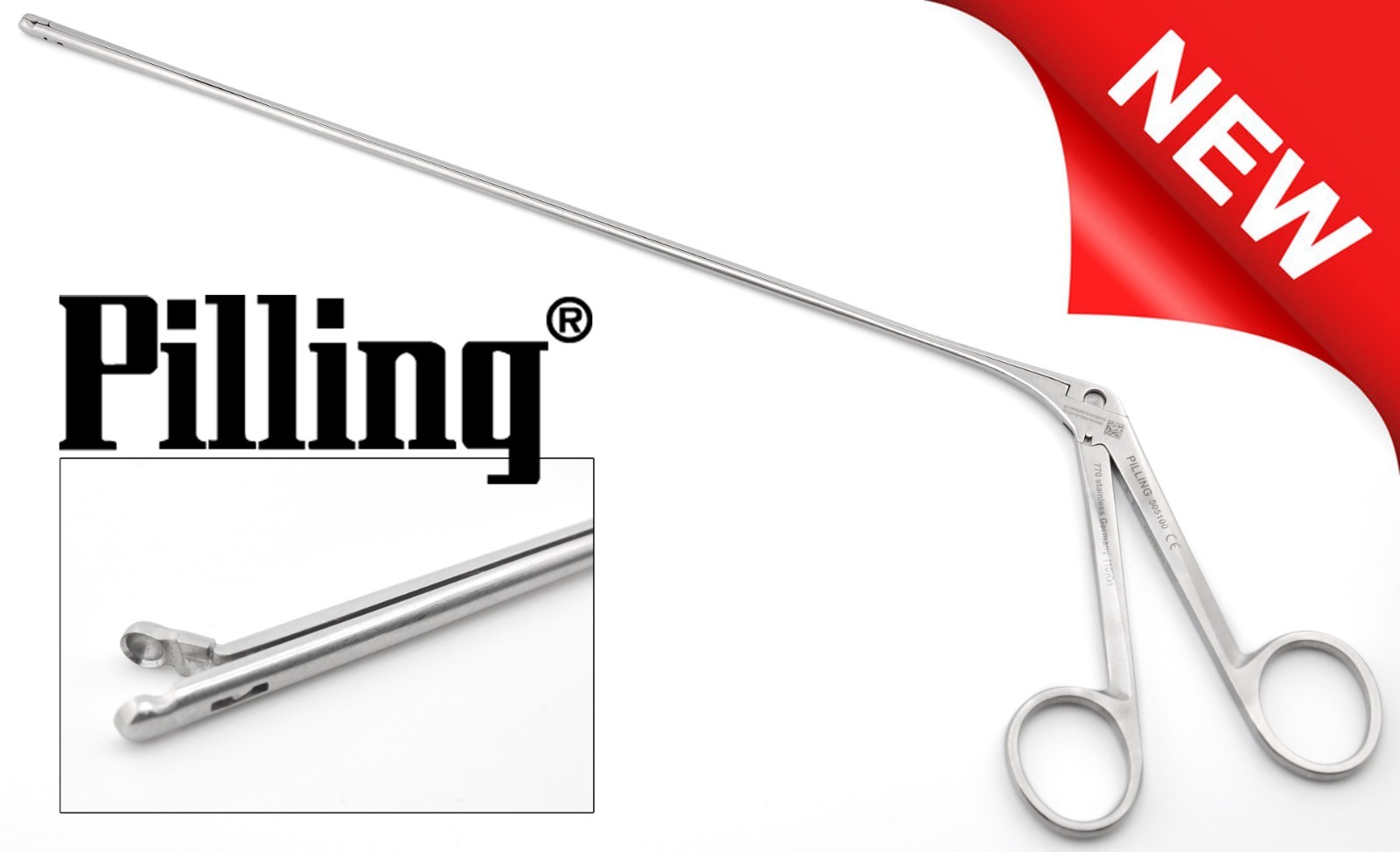 TELEFLEX PILLING 505100 Jackson Laryngeal cup forceps Rongeur 4mm Bite 11″