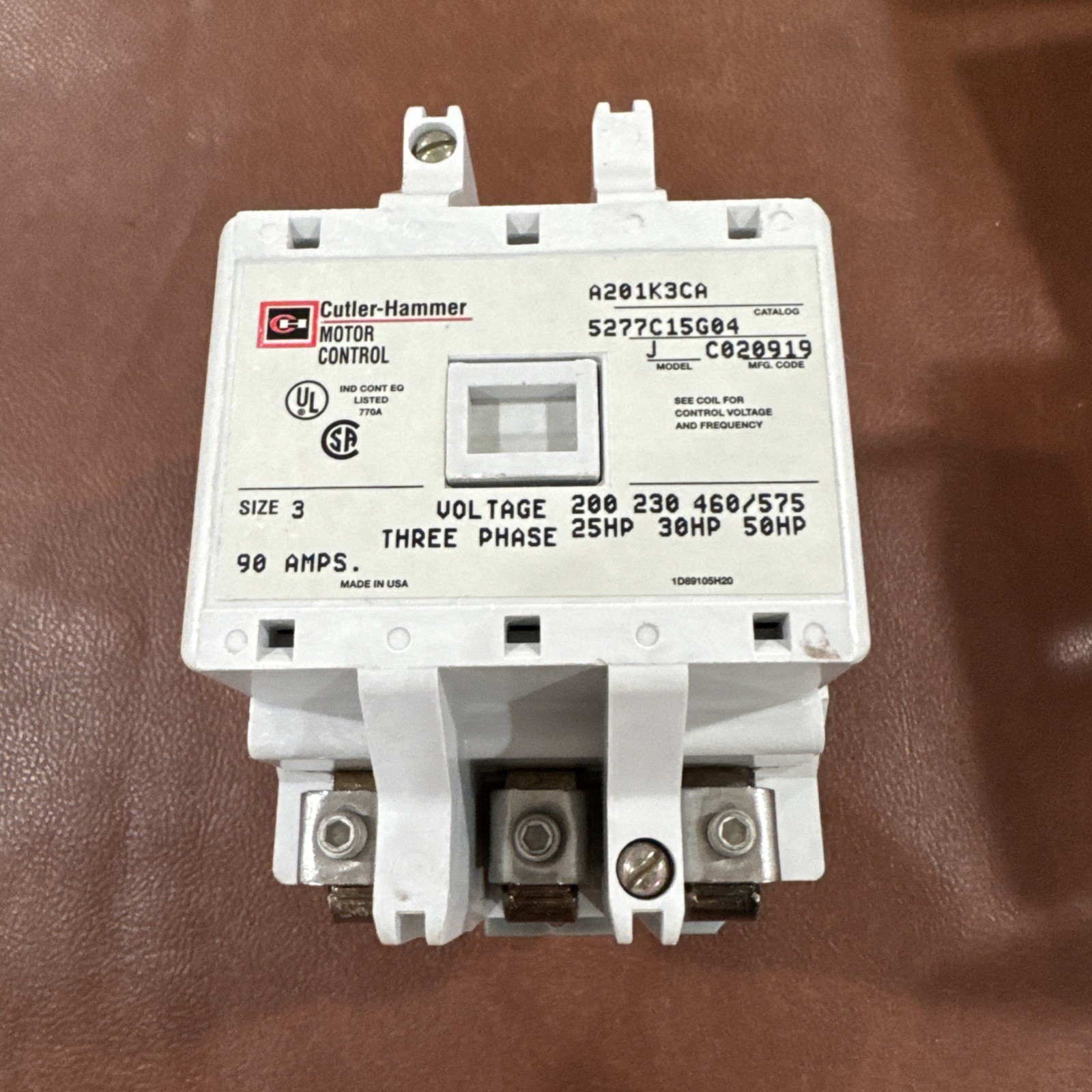 EATON CUTLER HAMMER A201K3CA 3 Pole A200 SZ 3 None Reversing Contactor 120V J