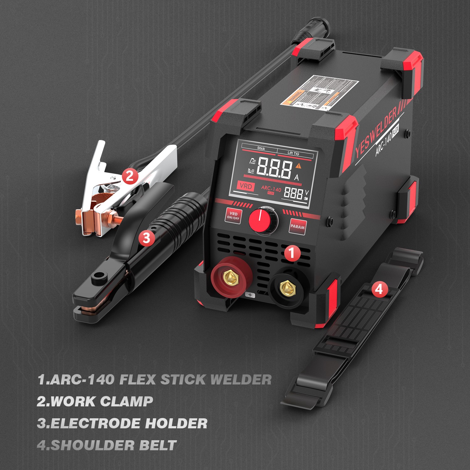 YESWELDER ARC-140-FLEX MMA Stick Welder 110V Lift TIG Memory VRD Digital Display