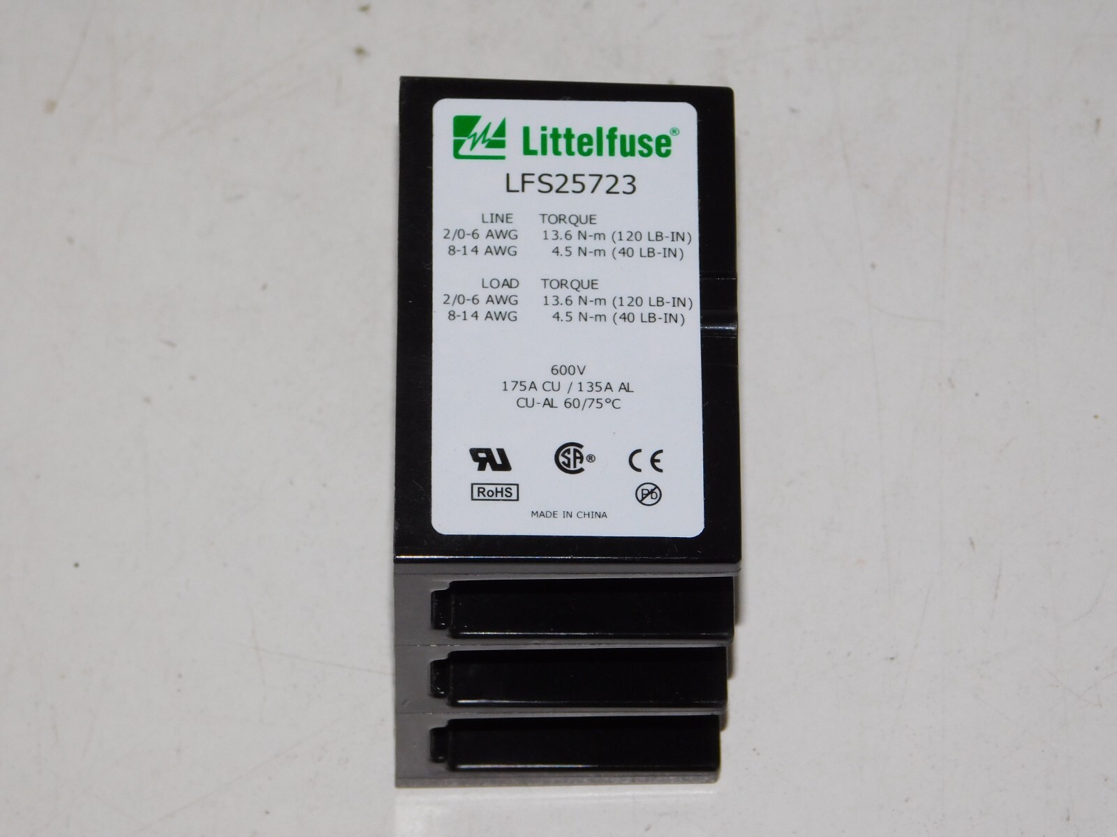 New Littelfuse LFS25723 ACS Splicer Terminal Block Unit 175A 600V 3 Pole Module