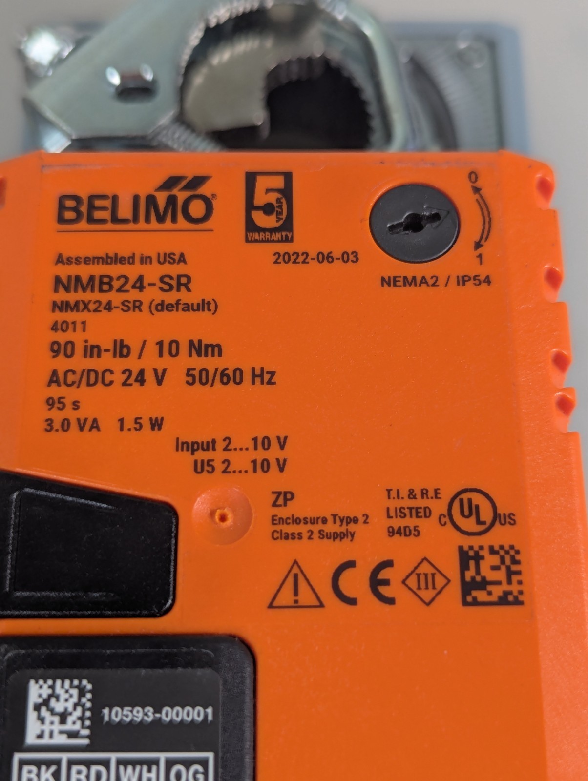 Belimo NMB24-SR Modulating Damper Actuator 90in-lb AC/DC V, No Box