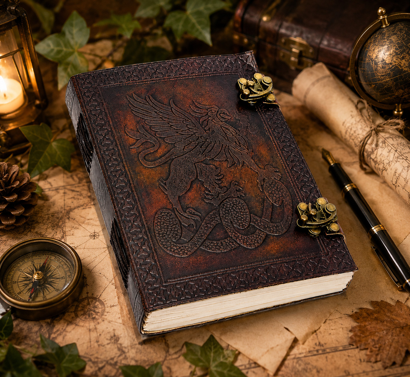 Dragon Leather Journal 6×8 Handmade Embossed Vintage Notebook 200 Lined Page