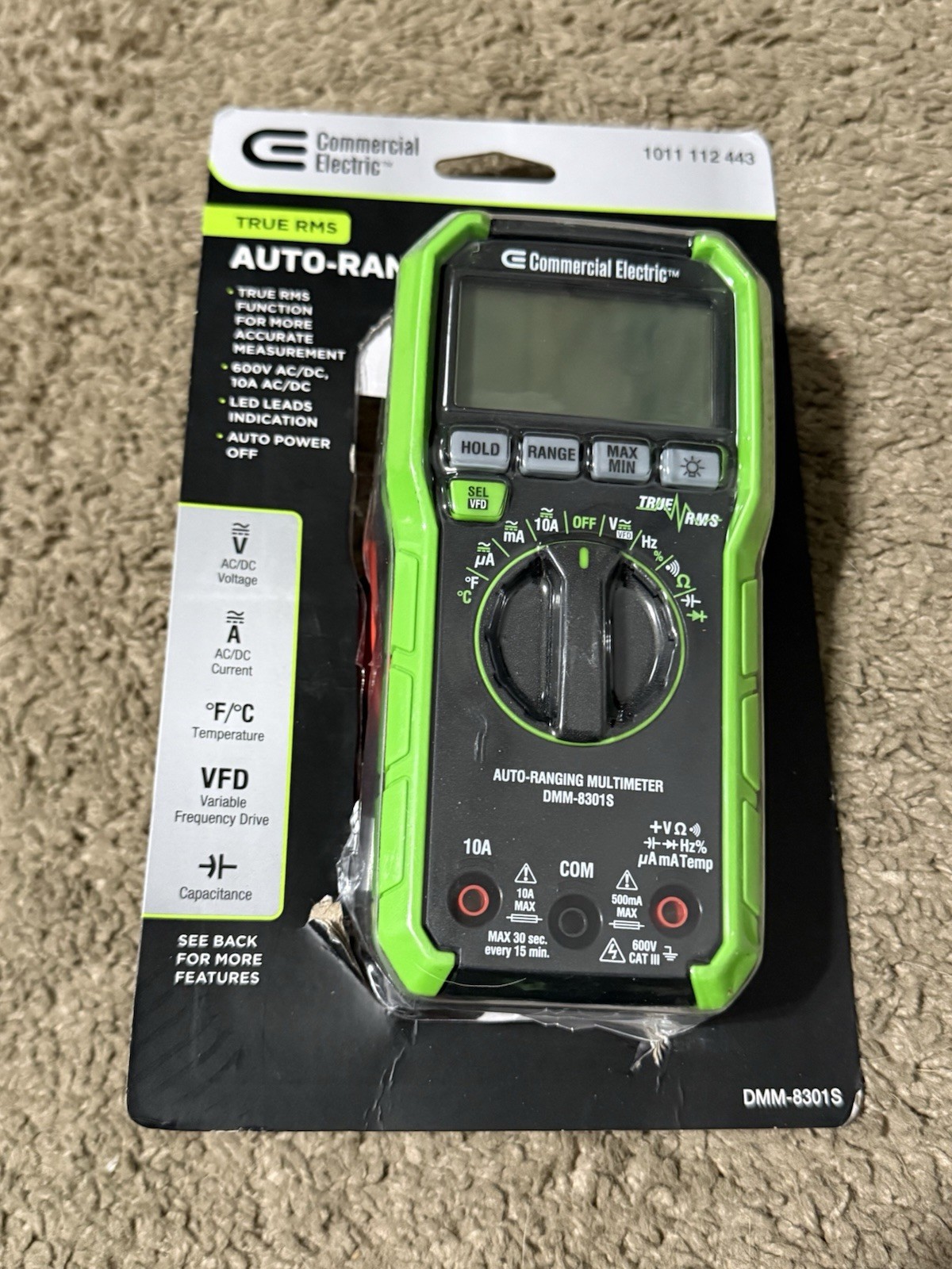 Commercial Electric 600V True RMS Auto Ranging Digital Multimeter TESTED A+