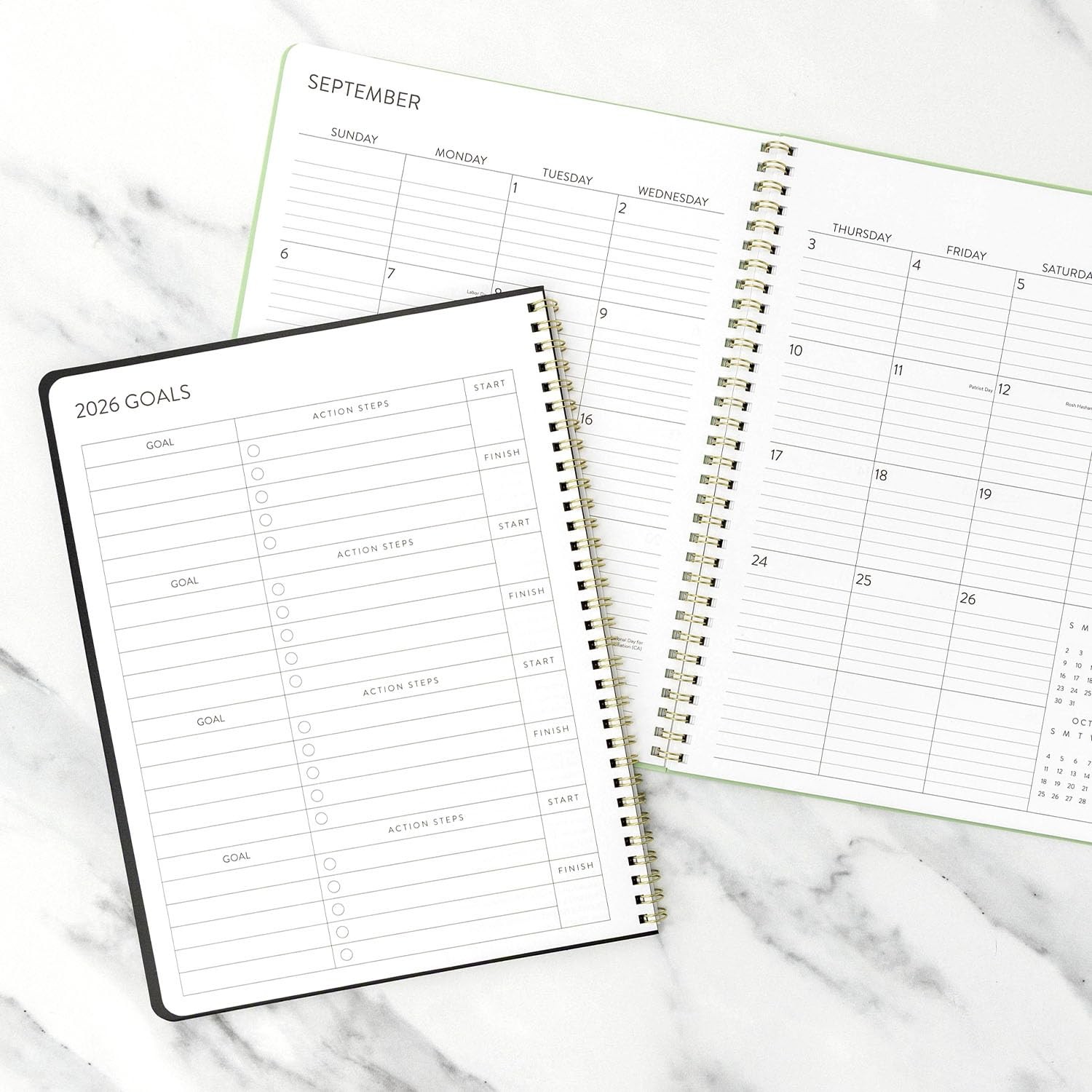 PAPERAGE 2 Year Monthly & Yearly Planner, 8.63 inches x 11 inches, Sage Green