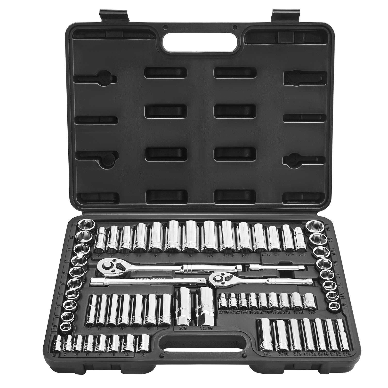 VEVOR Socket Set Socket and Ratchet Set 69 Pieces 3/8 & 1/4 in Drive Auto Repair