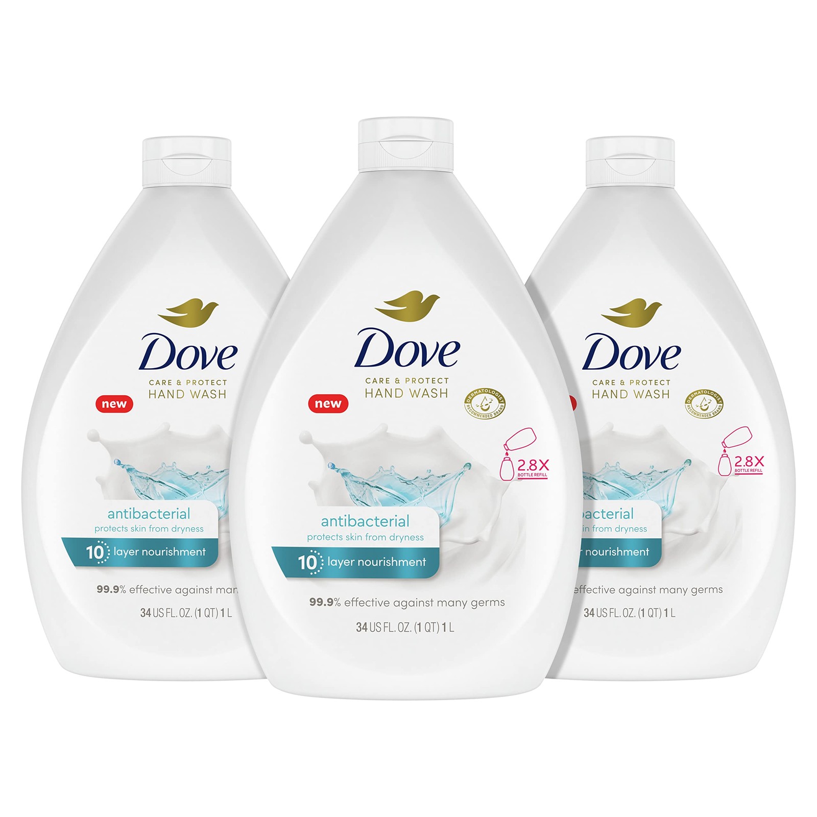 Dove Antibacterial Hand Wash Care & 34 Fl Oz (Pack of 3),