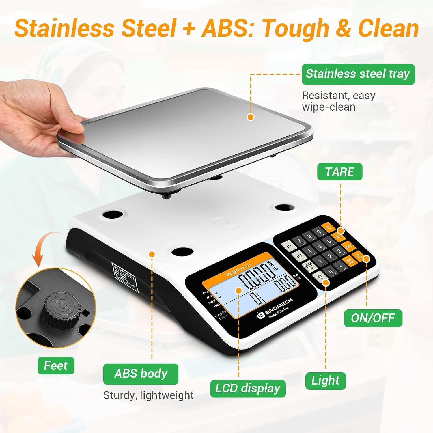 Commercial Food Scale 66lb/30kg High Precision Digital Price Computing Scale