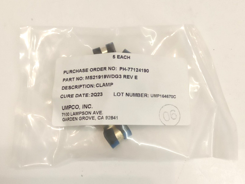 Umpco MS21919WDG3 REV E Alum. 3/16″ Single Loop Chloroprene Cushioned Clamp 5pk