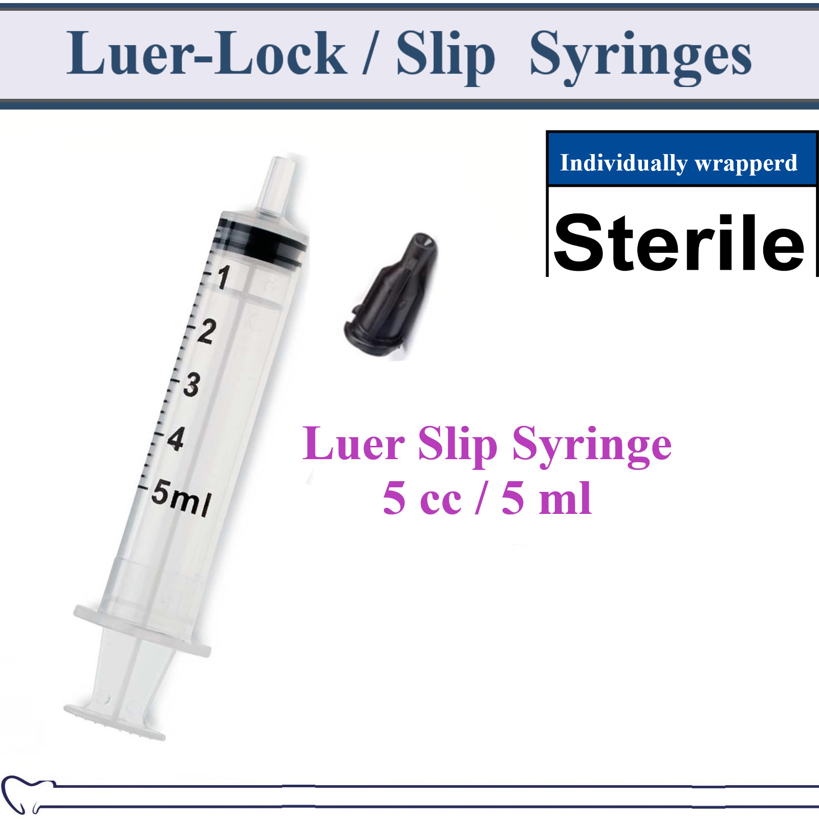 AMGoods 5cc / 5ml LUER SLIP or LUER LOCK SYRINGES STERILE SYRINGE, NO NEEDLE!