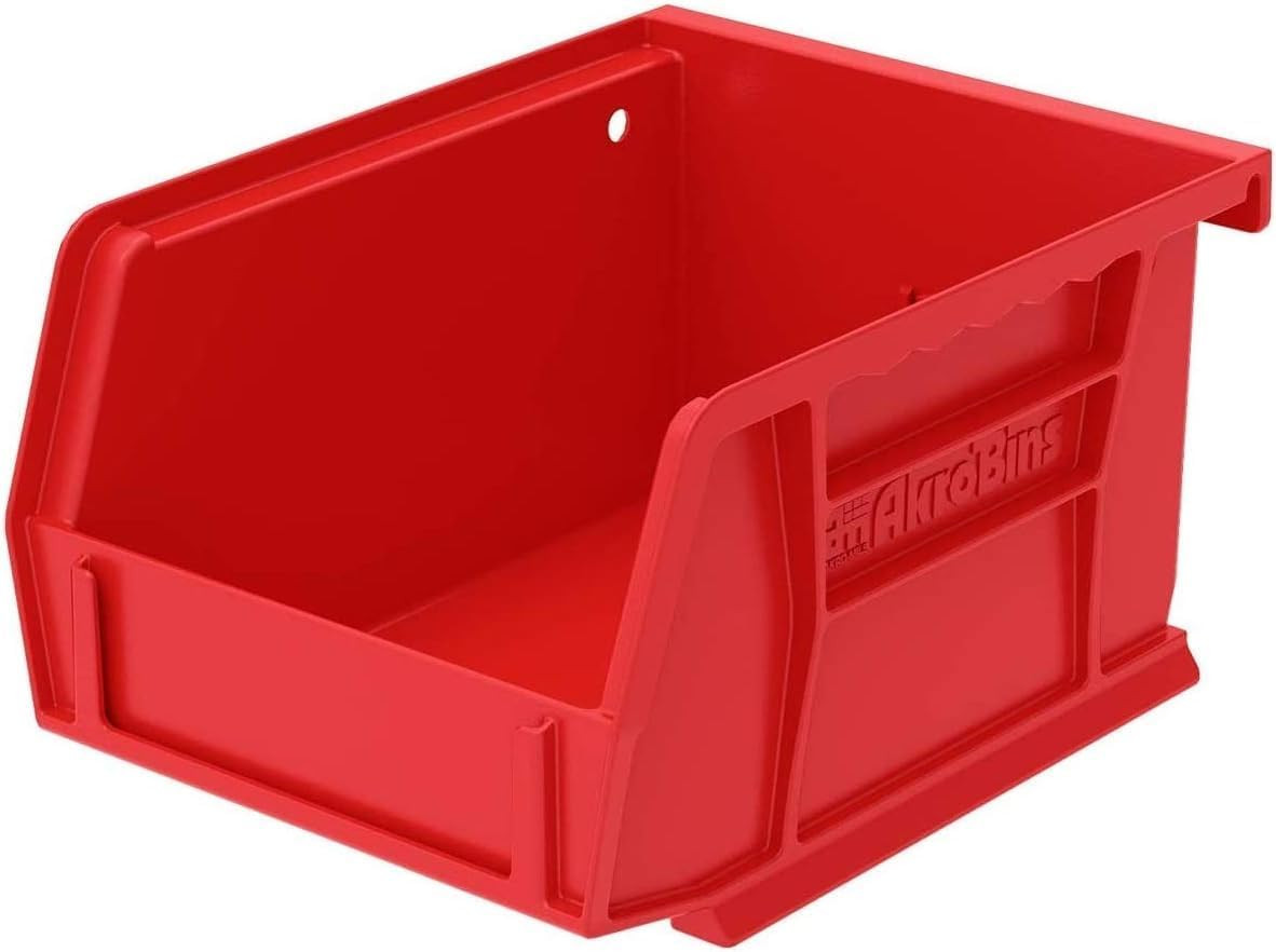 Stackable Red Plastic Storage Bins – 24-Pack for Garage & Pantry Organization