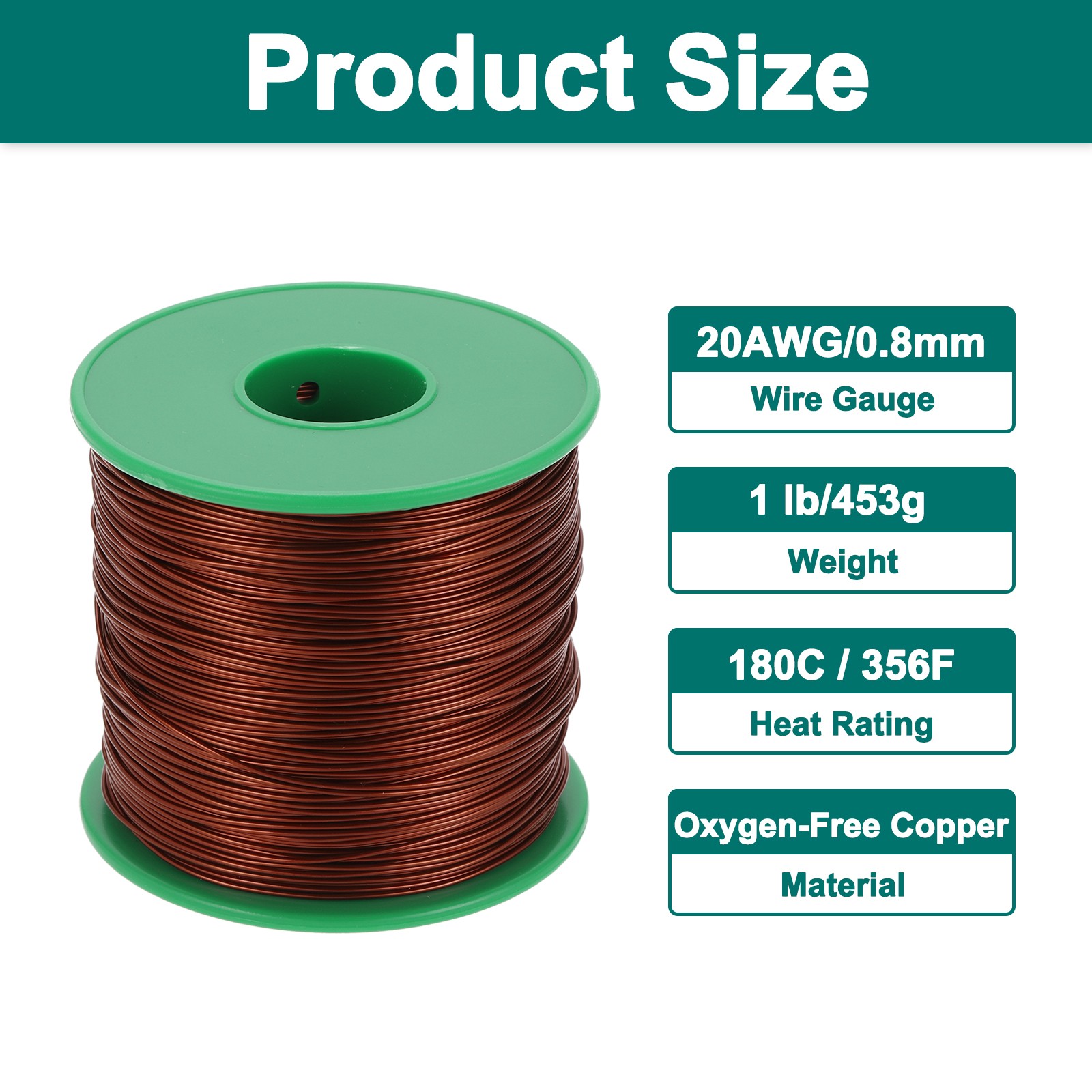 20 AWG Magnet Wire, 1 lb Magnetic Coil Wire, 180C(356F)