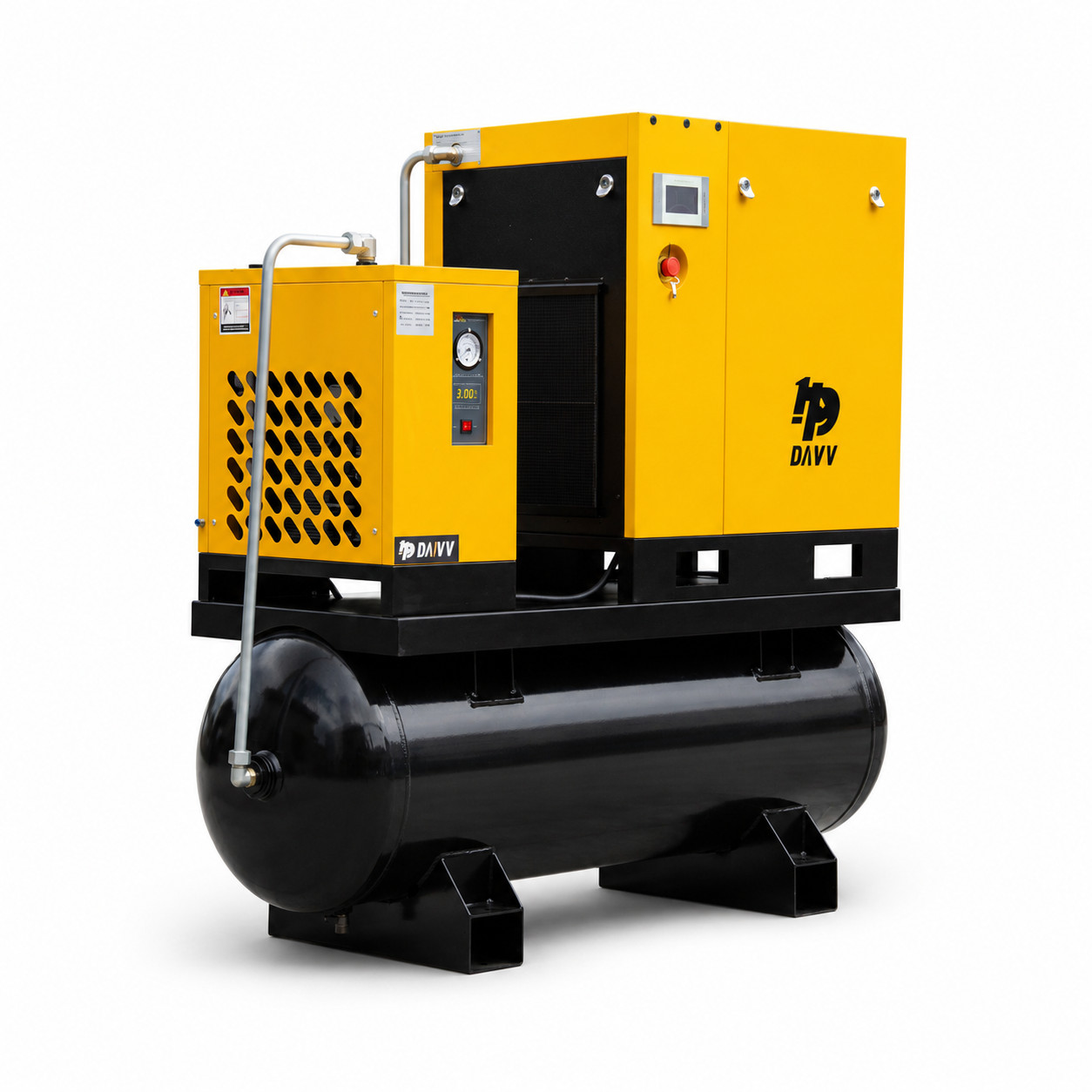 10HP 39CFM @125PSI 1Ph/3Ph 230V ASME 80 Gal Rotary Screw Air Compressor w/ Dryer