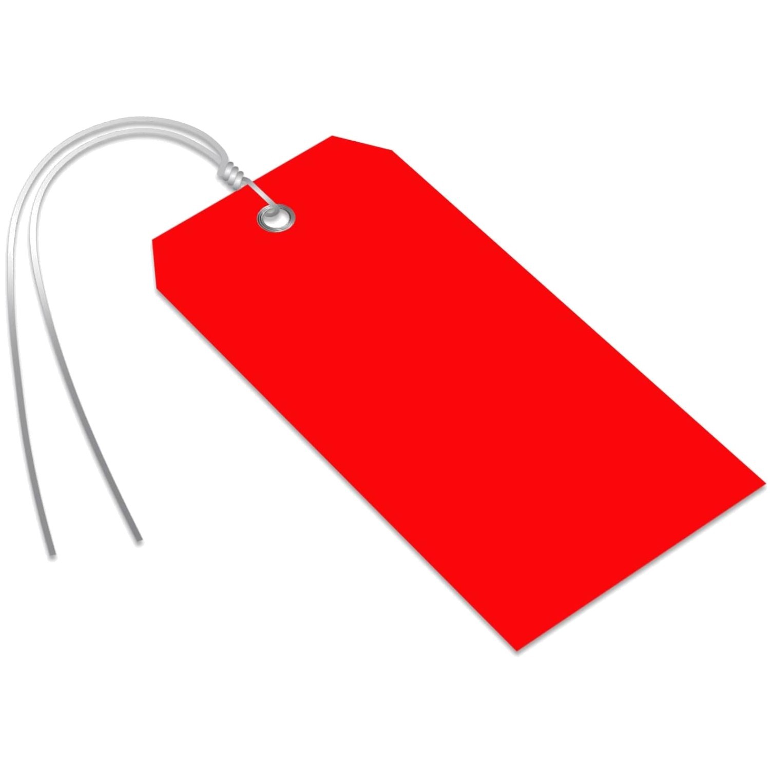 100 Red Plastic Tags with Wires, 4.75 x 2.375 inch Size 5