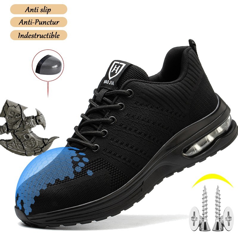 Safety shoes for men breathable work sports shoes steel toe shoes Indestructible