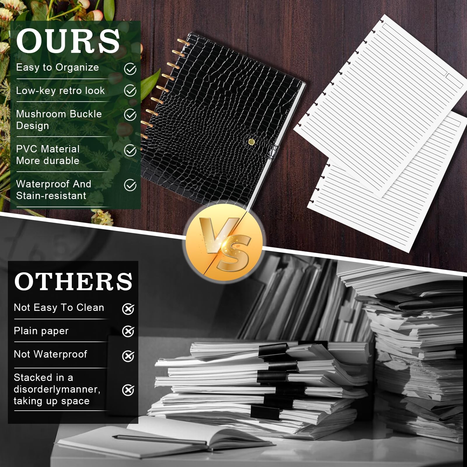PU Leather 8.5*11in Discbound Cover And Disc Set with 11 Pcs Discbound Discs …