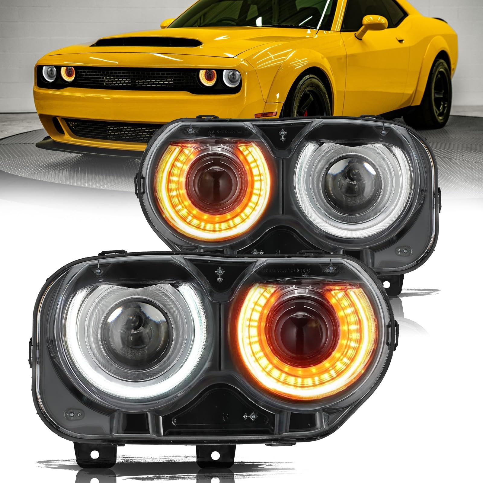 Headlight Assembly for 2015-2022 Challenger HID Xenon Pair No Bulbs Ballast