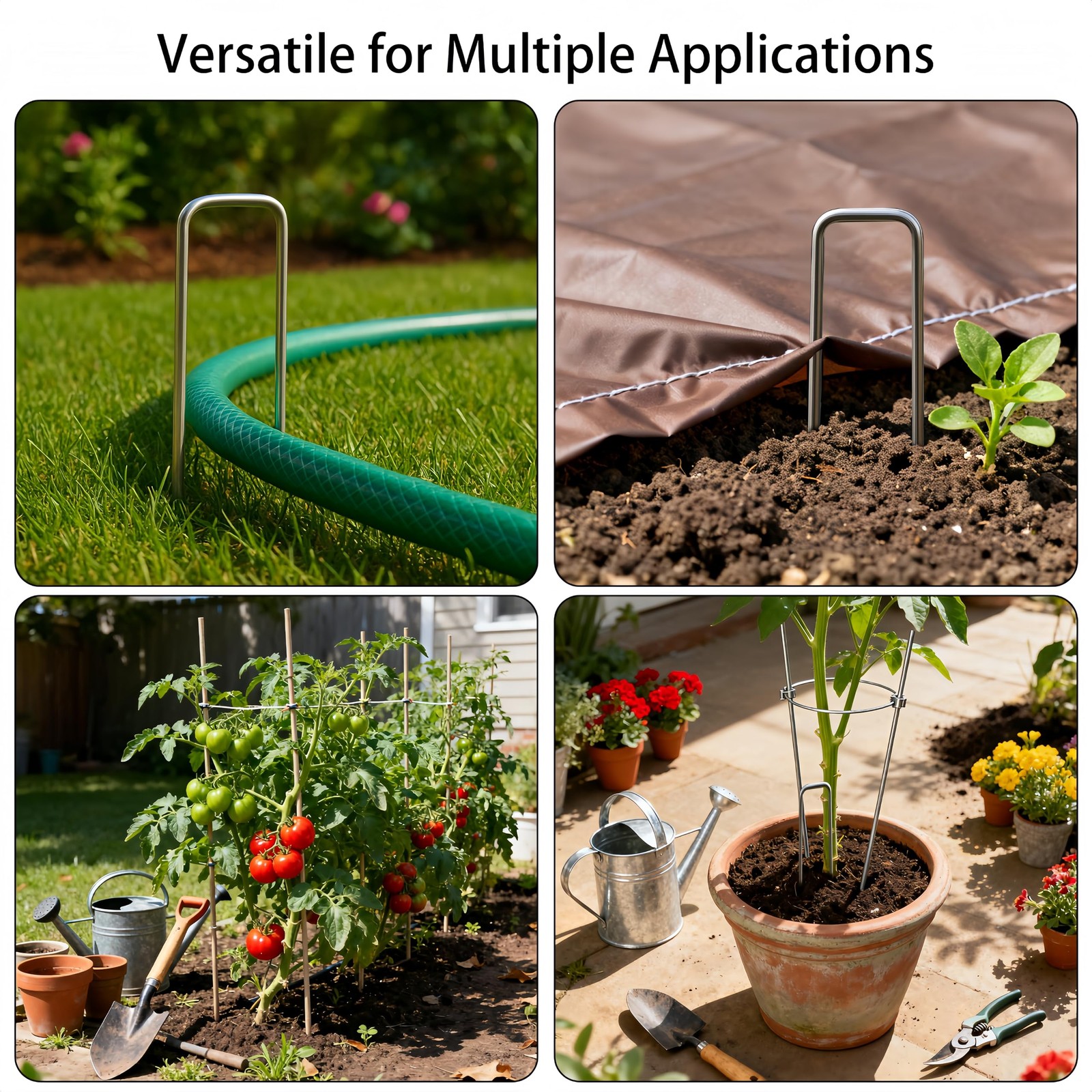 Atlantic Stainless Steel Landscape Staples Garden Stakes. 6″Square10pcs
