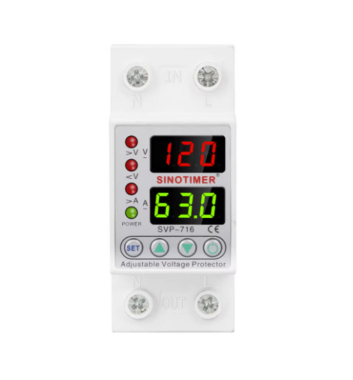 110V 120V DIN Rail Over Under Voltage Current Protector Relay 40A 63A